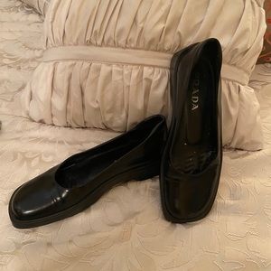 Prada Black Smooth Leather Flats